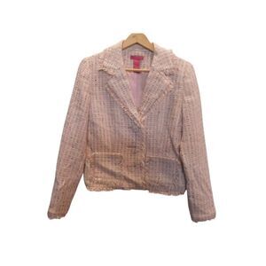 Thalia Sodi Pink and white with black tweed blazer